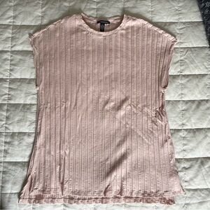 Eileen Fisher Pink Ribbed Cap Sleeve Blouse
